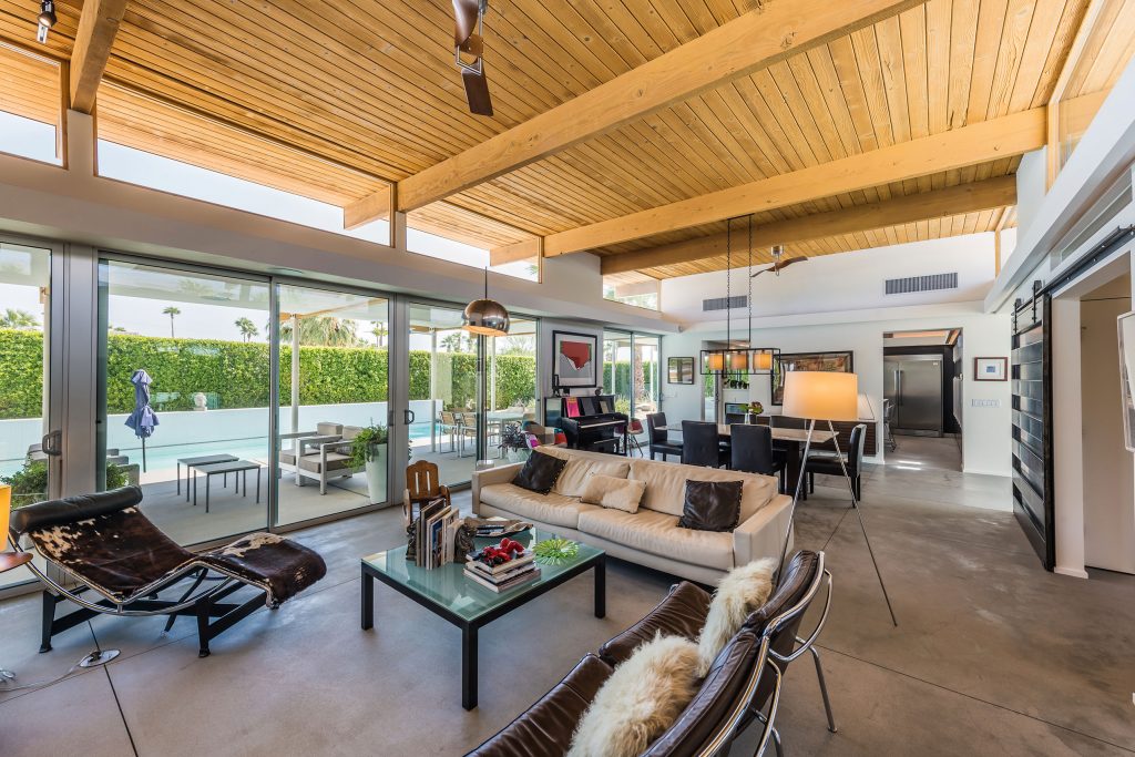 Interior of a mid-century modern home in Palm Springs, CA