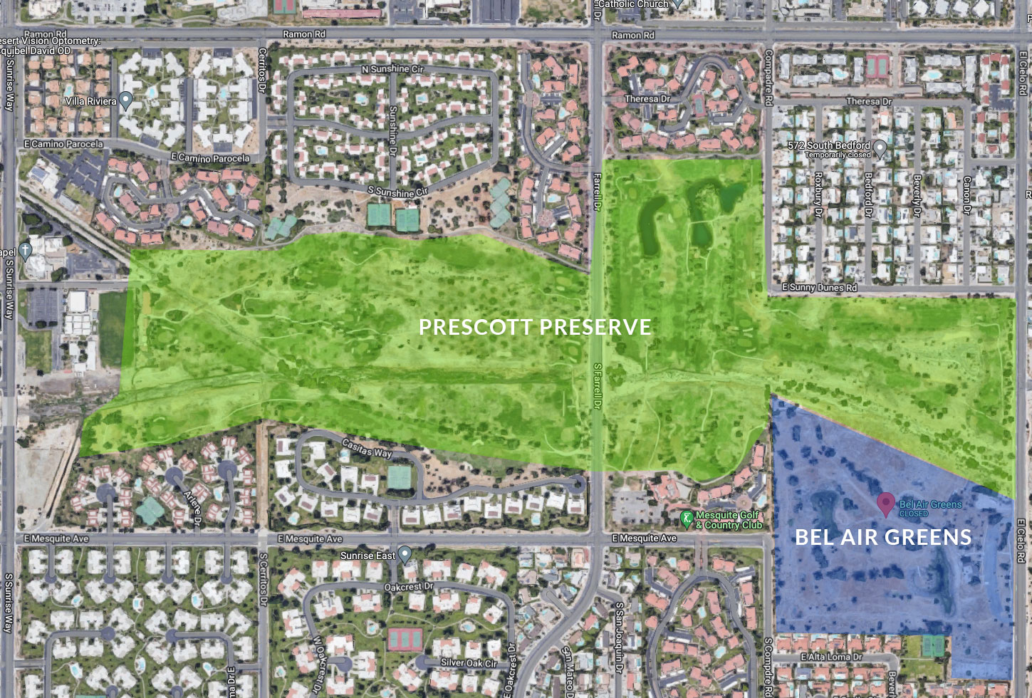 Map of the Prescott Preserve in Palm Springs, CA